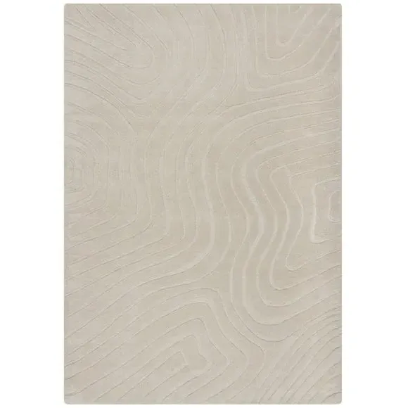 Abstract Wool Rug with Cut Loop - Natural, Wool