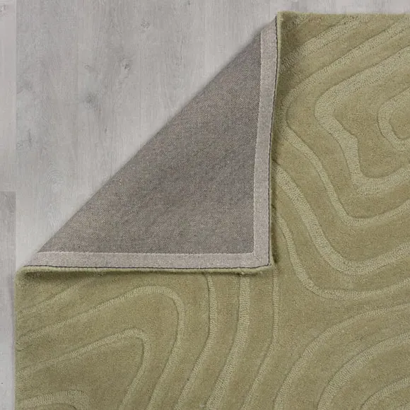 Abstract Wool Rug with Cut Loop - Sage, Wool