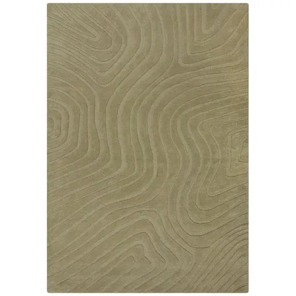 Abstract Wool Rug with Cut Loop - Sage, Wool