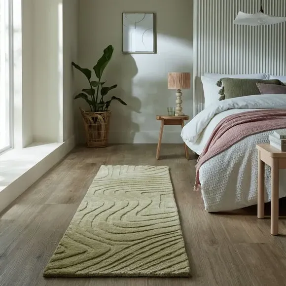 Abstract Wool Runner - Sage, Wool