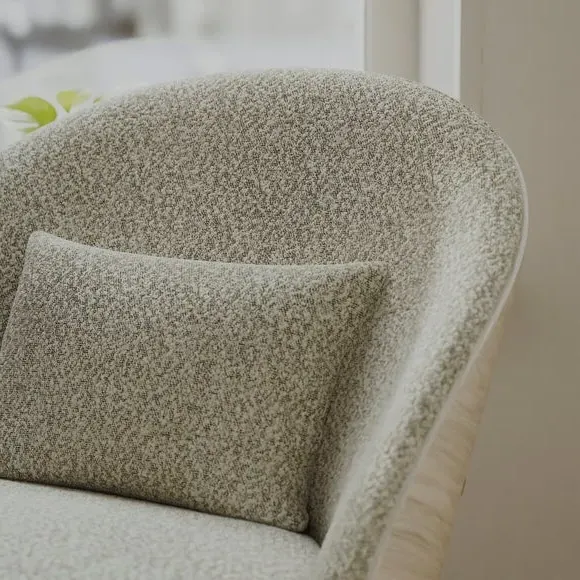 Accent Chair with Bentwood Details - Ivory, Boucle