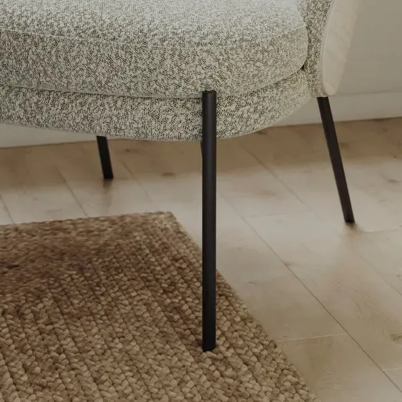 Accent Chair with Bentwood Details - Ivory, Boucle