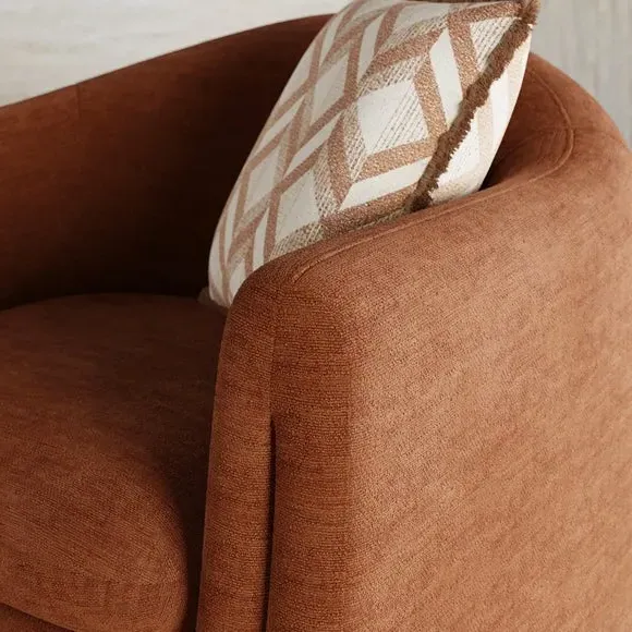Accent Chair with Curved Arms - Terracotta, Chenille