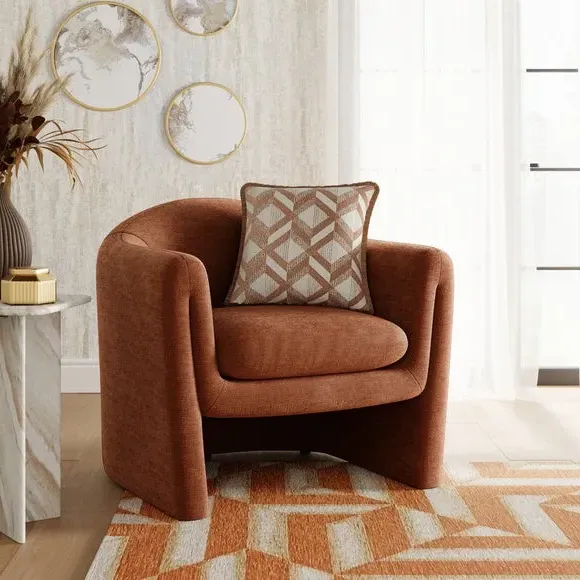 Accent Chair with Curved Arms - Terracotta, Chenille image