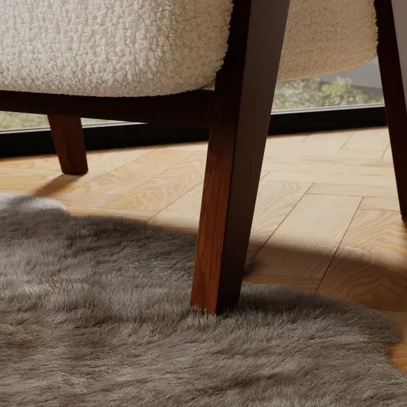 Accent Chair with Curved Design - Cream, Borg