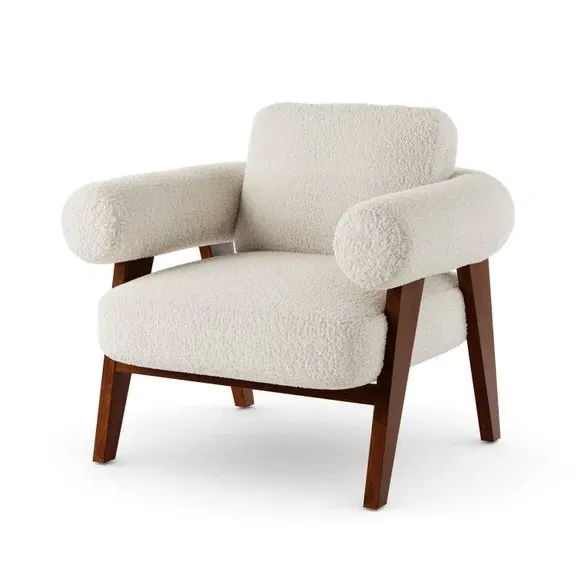 Accent Chair with Curved Design - Cream, Borg