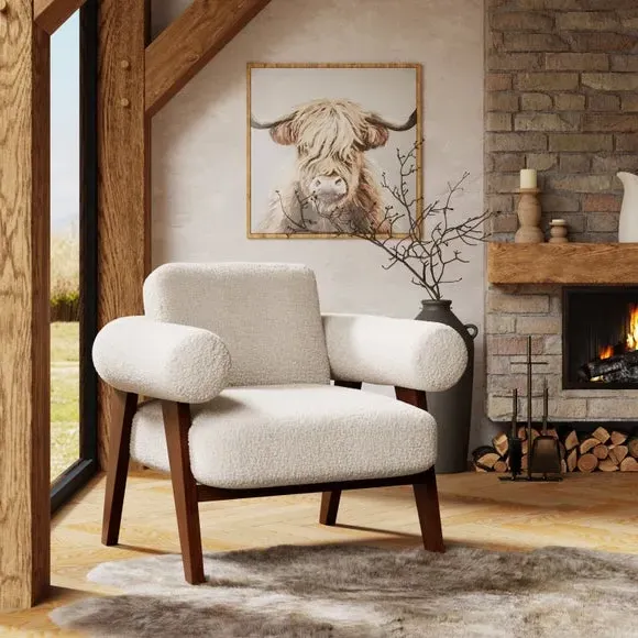 Accent Chair with Curved Design - Cream, Borg image