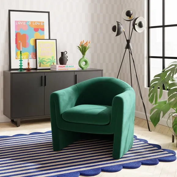Accent Chair with Foam Seat - Green, Velvet image