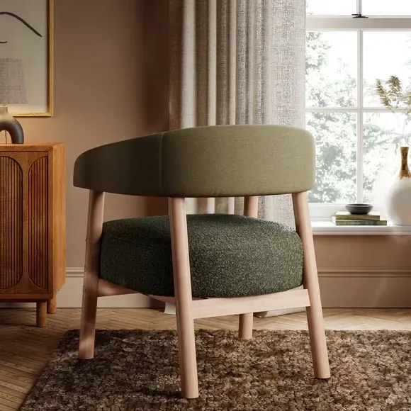 Accent Chair with Foam Seat - Olive, Boucle