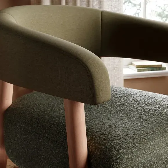 Accent Chair with Foam Seat - Olive, Boucle