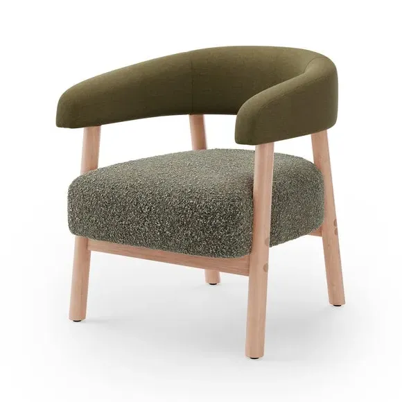 Accent Chair with Foam Seat - Olive, Boucle