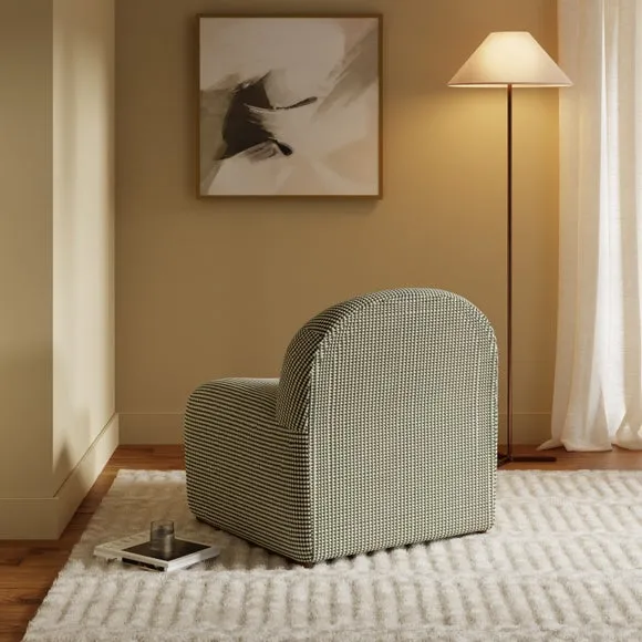 Accent Chair with Footstool - Khaki, Chenille