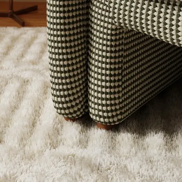 Accent Chair with Footstool - Khaki, Chenille