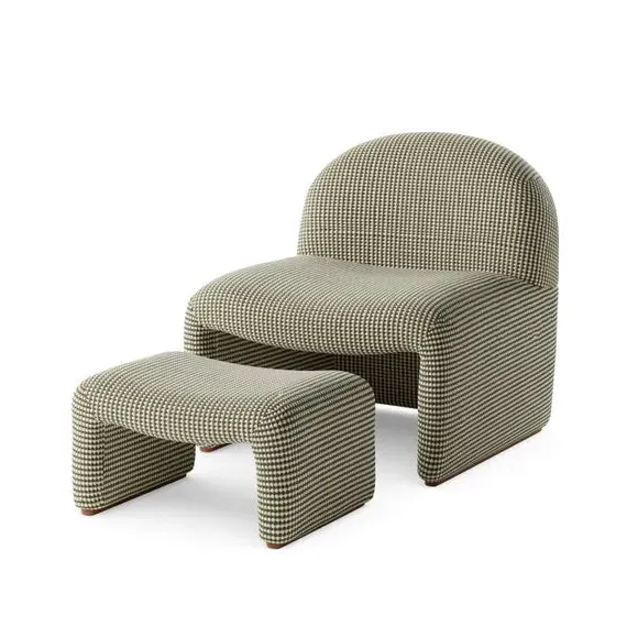 Accent Chair with Footstool - Khaki, Chenille