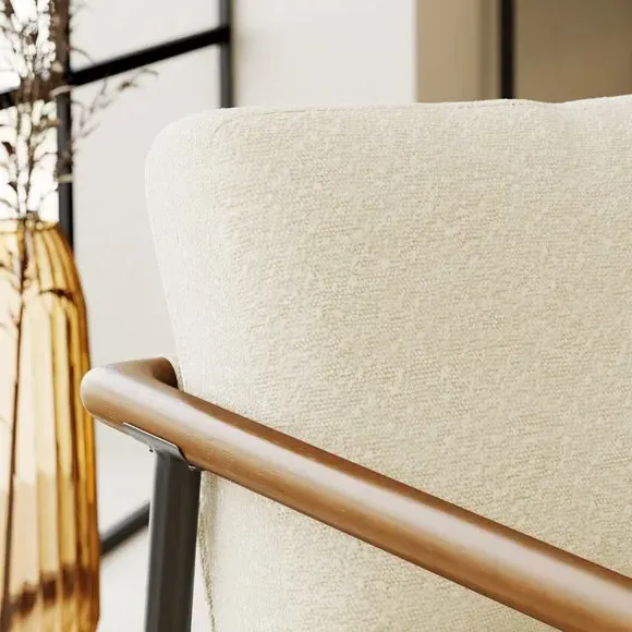 Accent Chair with Metal Arms - Natural, Boucle