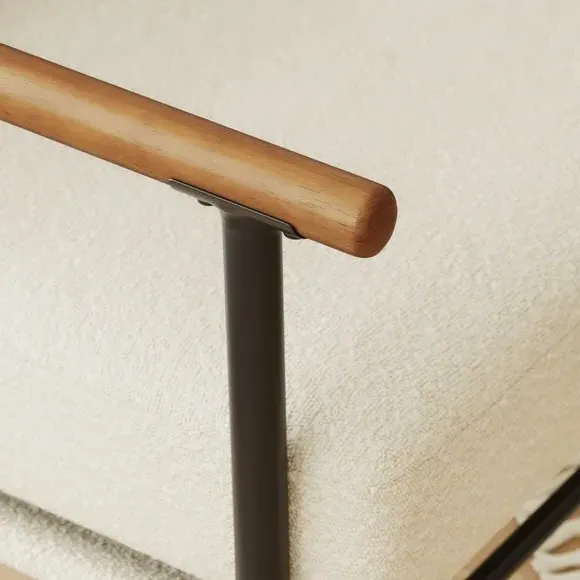 Accent Chair with Metal Arms - Natural, Boucle