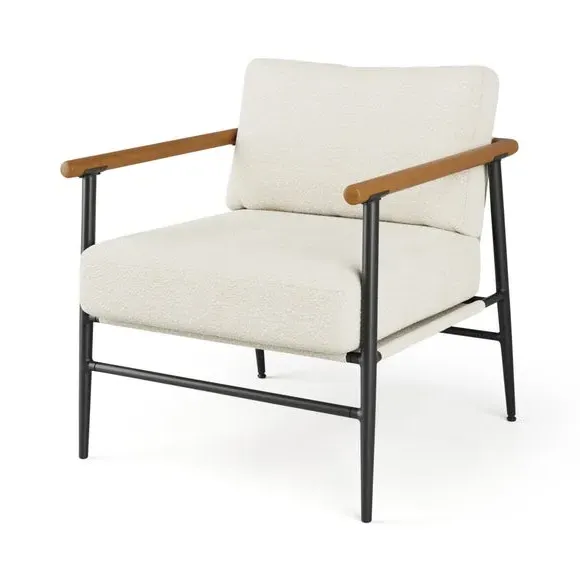 Accent Chair with Metal Arms - Natural, Boucle