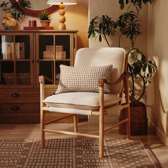 Accent Chair with Wooden Frame - Natural, Boucle image