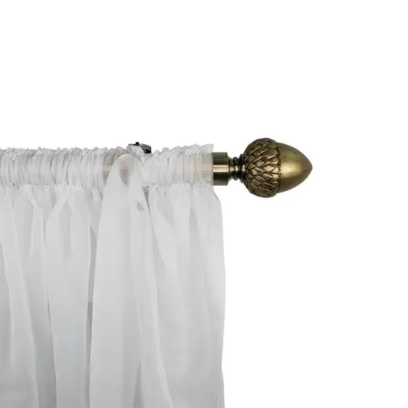 Acorn Curtain Finials Pair - Antique Brass