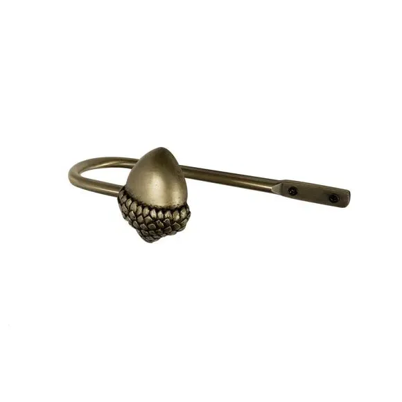 Acorn Curtain Holdback Pair - Antique Brass