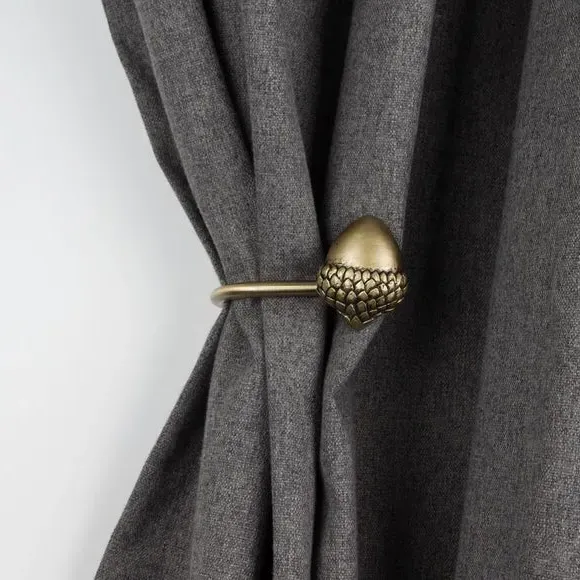 Acorn Curtain Holdback Pair - Antique Brass