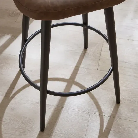 Adjustable Bar Stool with Quilted Seat - Brown