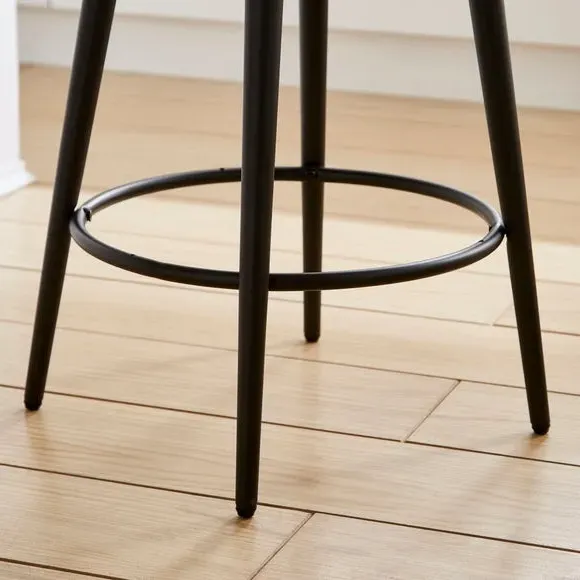Adjustable Bar Stool with Quilted Seat - Grey