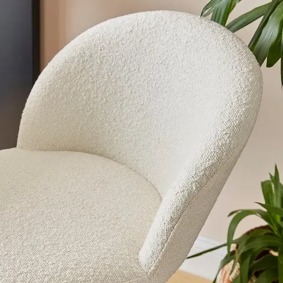 Adjustable Bar Stool with Quilting - Ivory, Boucle