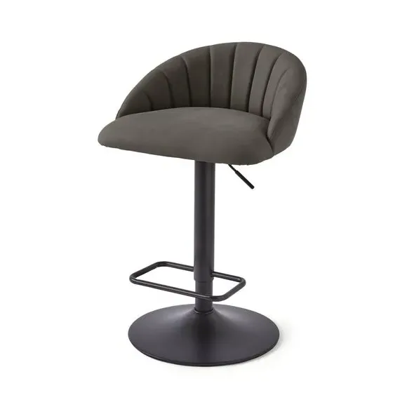 Adjustable Bar Stool with Stitch Detail - Grey