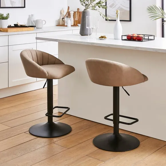 Adjustable Bar Stool with Stitch Detail - Mink