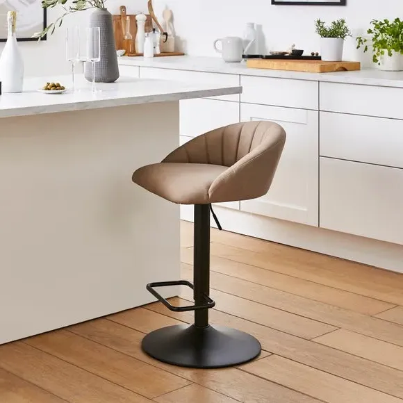 Adjustable Bar Stool with Stitch Detail - Mink