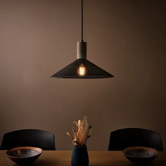 Adjustable Ceiling Light with Mesh Shade - Black