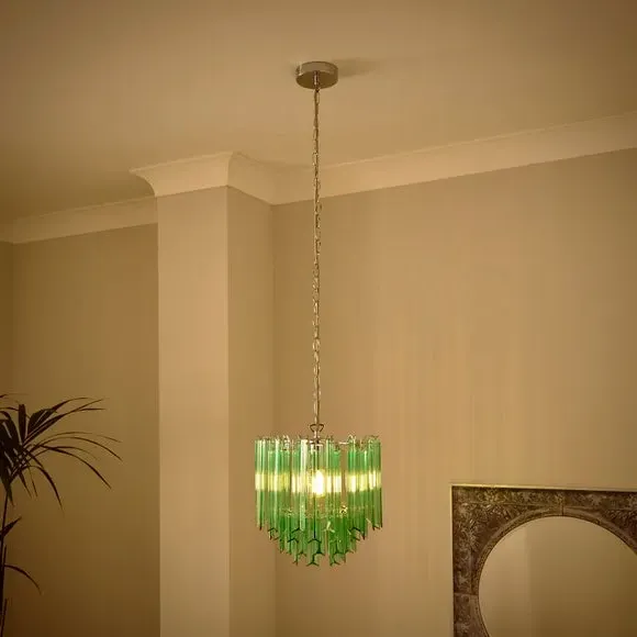 Adjustable Chandelier with Staggered Design - Green