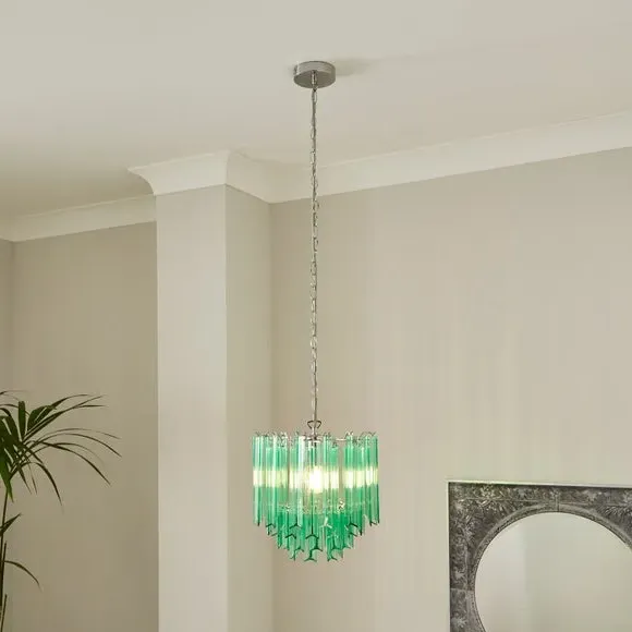 Adjustable Chandelier with Staggered Design - Green image