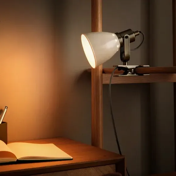 Adjustable Clip-On Desk Light - Cream, Metal