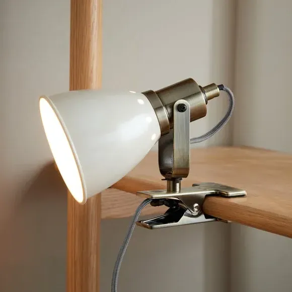 Adjustable Clip-On Desk Light - Cream, Metal