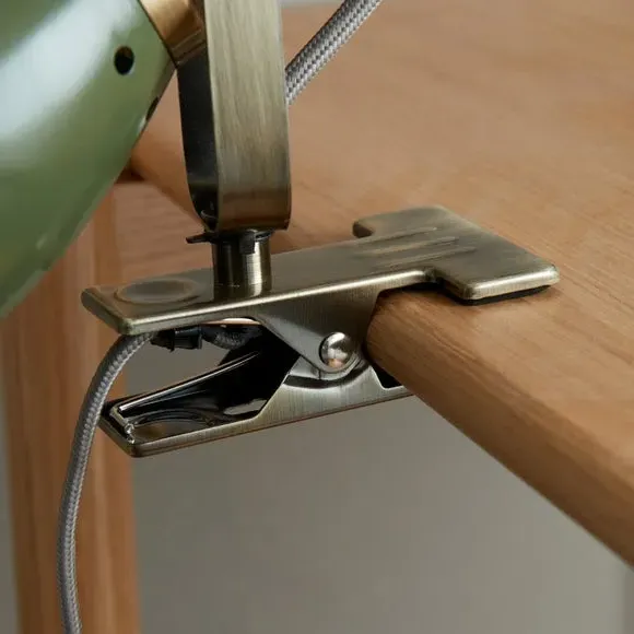 Adjustable Clip-On Desk Light - Olive, Metal