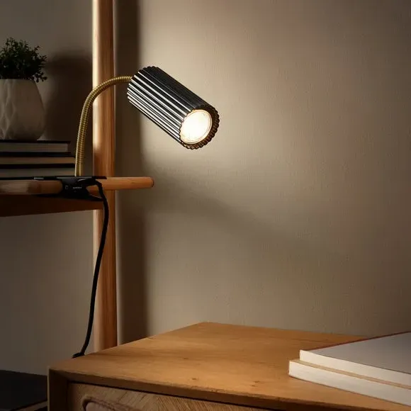 Adjustable Clip On Table Lamp - Black, Metal