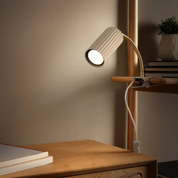 Adjustable Clip On Table Lamp - White, Metal