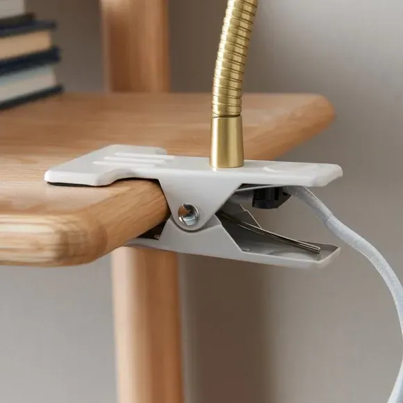 Adjustable Clip On Table Lamp - White, Metal