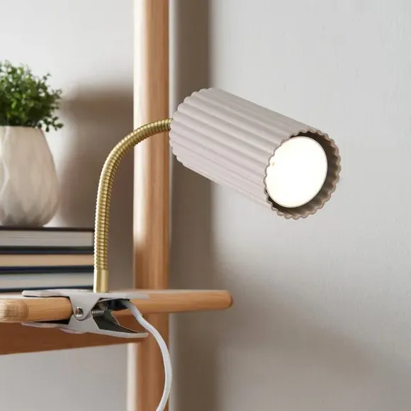 Adjustable Clip On Table Lamp - White, Metal