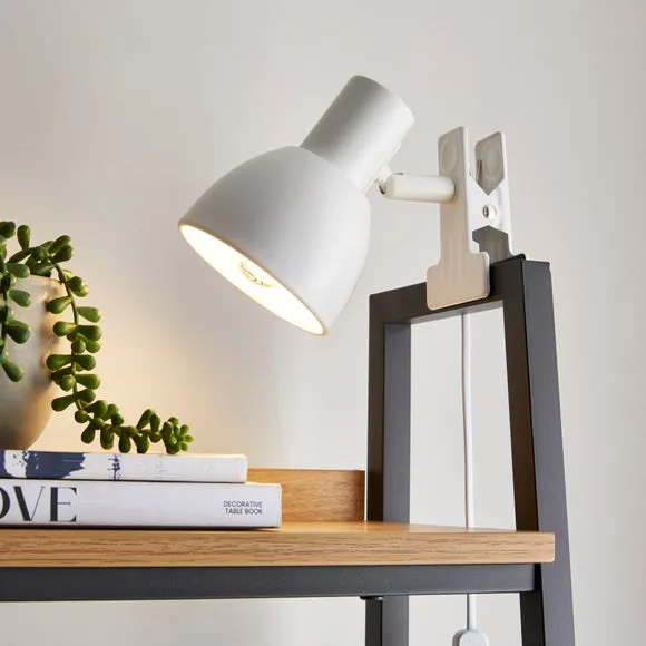 Adjustable Clip-On Task Lamp - White, Metal