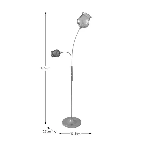 Adjustable Floor Lamp with Dual Arms - Gold, Metal