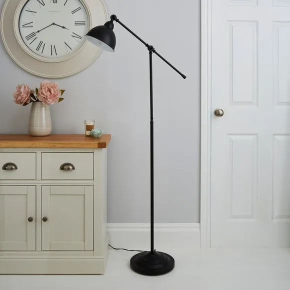 Adjustable Floor Lamp with Lever Arm - Black