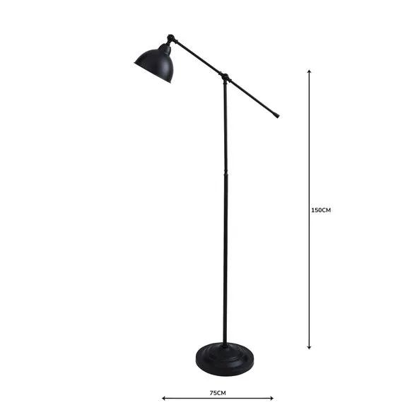 Adjustable Floor Lamp with Lever Arm - Black