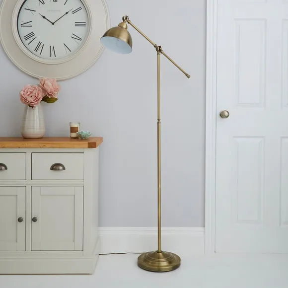 Adjustable Floor Lamp with Lever Arm - Brass