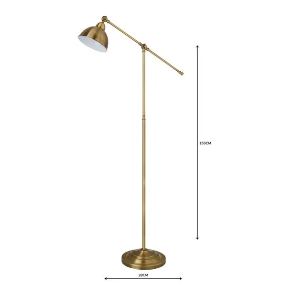 Adjustable Floor Lamp with Lever Arm - Brass