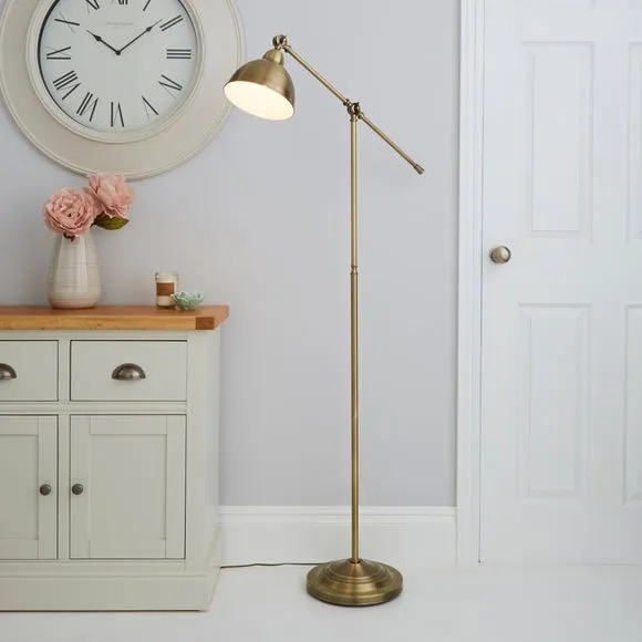 Adjustable Floor Lamp with Lever Arm - Brass