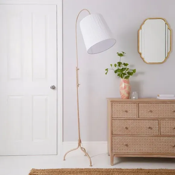 Adjustable Floor Lamp with Pleat Shade - Gold