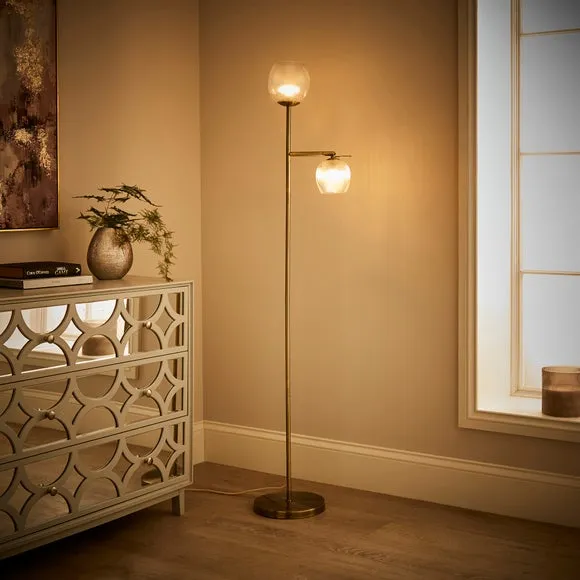 Adjustable Floor Lamp with Reading Light - Glass